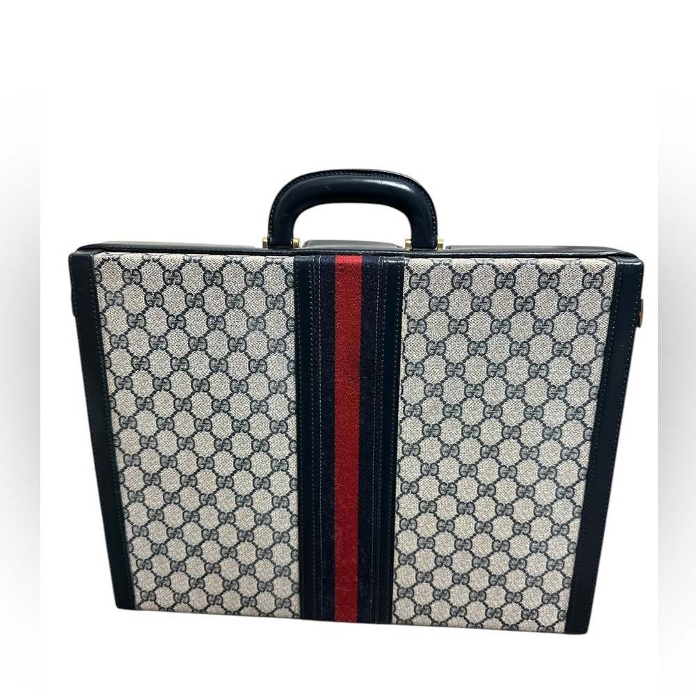 Vintage GUCCI authentic briefcase attache dark navy blue - Picture 5 of 14